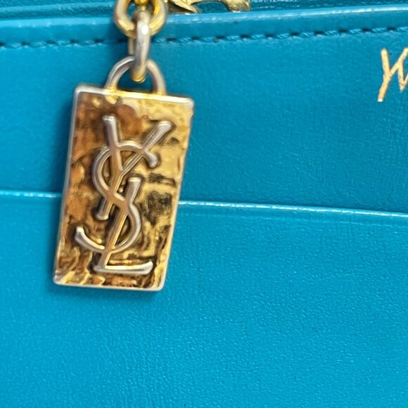 Yves Saint Laurent YSL Vintage Turquoise Compact Bifold Wallet - Preowned - Picture 8 of 13